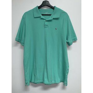 Vineyard Vines Mens Polo Shirt Size L Mint Green Whale Logo Cotton Short Sleeve